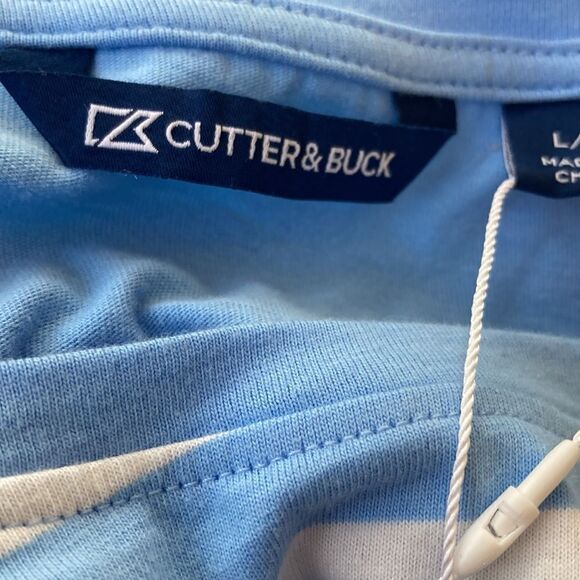 NWT Cutter & Buck Blue & White 3/4 sleeve Top Large - Picture 4 of 7